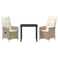 Комплект за хранене в градината 3 pcs Бежово полиратан