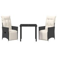 Комплект за хранене в градината 3 pcs Черно Полиратан