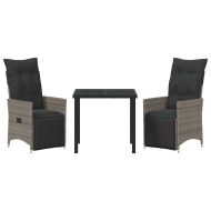 Комплект за хранене в градината 3 pcs Сив полиратан