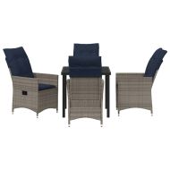 Комплект за хранене в градината 5 pcs Сив полиратан