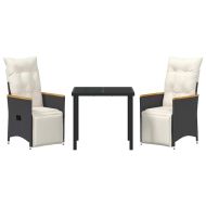 Комплект за хранене в градината 3 pcs Черно полиратан