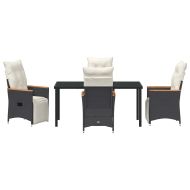 Комплект за хранене в градината 5 pcs Черно полиратан