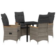 Комплект за хранене в градината 5 pcs Сив полиратан