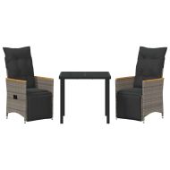 Комплект за хранене в градината 3 pcs Сив полиратан