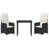 Комплект за хранене в градината 3 pcs Черно Полиратан