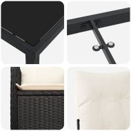 Комплект за хранене в градината 5 pcs Черно Полиратан