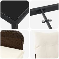 Комплект за хранене в градината 3 pcs Кафяво Полиратан