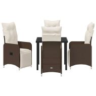 Комплект за хранене в градината 5 pcs Кафяво Полиратан