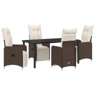 Комплект за хранене в градината 5 pcs Кафяво Полиратан