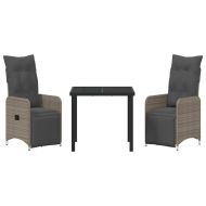 Комплект за хранене в градината 3 pcs Сив Полиратан