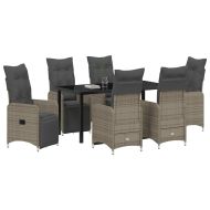 Комплект за хранене в градината 7 pcs Сив Полиратан