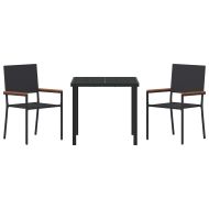 Комплект за хранене в градината 3 pcs Черно полиратан