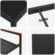 Комплект за хранене в градината 7 pcs Черно полиратан