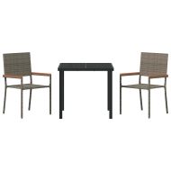 Комплект за хранене в градината 3 pcs Сив полиратан