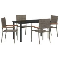 Комплект за хранене в градината 5 pcs Сив полиратан