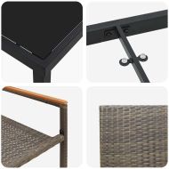 Комплект за хранене в градината 5 pcs Сив полиратан