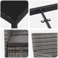 Комплект за хранене в градината 3 pcs Сив полиратан