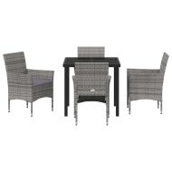 Комплект за хранене в градината 5 pcs Сив полиратан