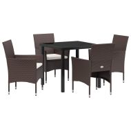 Комплект за хранене в градината 5 pcs Кафяво полиратан