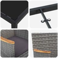 Комплект за хранене в градината 3 pcs Сив полиратан