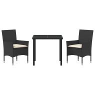 Комплект за хранене в градината 3 pcs Черно полиратан