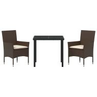 Комплект за хранене в градината 3 pcs Кафяво полиратан