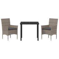 Комплект за хранене в градината 3 pcs Сив полиратан