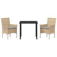 Комплект за хранене в градината 3 pcs Бежово полиратан