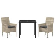 Комплект за хранене в градината 3 pcs Светлосиво полиратан