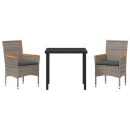 Комплект за хранене в градината 3 pcs Сив полиратан