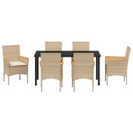 Комплект за хранене в градината 7 pcs Бежово полиратан