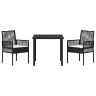 Комплект за хранене в градината 3 pcs Черно полиратан