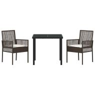 Комплект за хранене в градината 3 pcs Кафяво полиратан