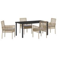 Комплект за хранене в градината 5 pcs Бежово полиратан