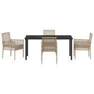 Комплект за хранене в градината 5 pcs Бежово полиратан