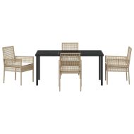 Комплект за хранене в градината 5 pcs Бежово Полиратан