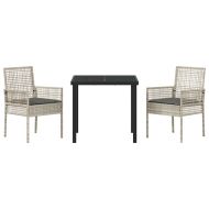 Комплект за хранене в градината 3 pcs Светлосиво полиратан