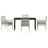 Комплект за хранене в градината 5 pcs Светлосиво полиратан