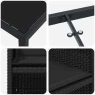 Комплект за хранене в градината 5 pcs Черно Полиратан