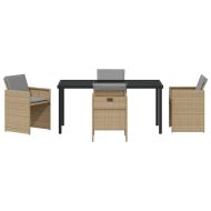 Комплект за хранене в градината 5 pcs Бежово Полиратан