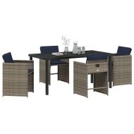 Комплект за хранене в градината 5 pcs Сив полиратан