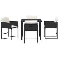 Комплект за хранене в градината 5 pcs Черно Полиратан