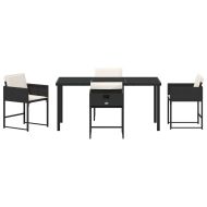 Комплект за хранене в градината 5 pcs Черно Полиратан