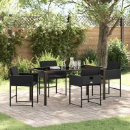 Комплект за хранене в градината 5 pcs Черно Полиратан
