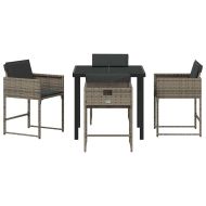 Комплект за хранене в градината 5 pcs Сив Полиратан