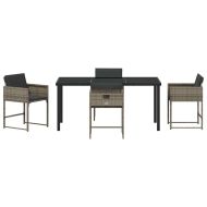 Комплект за хранене в градината 5 pcs Сив Полиратан