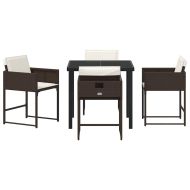 Комплект за хранене в градината 5 pcs Кафяво Полиратан