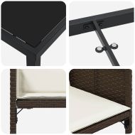 Комплект за хранене в градината 5 pcs Кафяво Полиратан