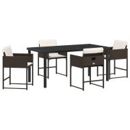 Комплект за хранене в градината 5 pcs Кафяво Полиратан