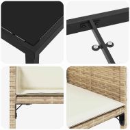 Комплект за хранене в градината 5 pcs Бежово Полиратан